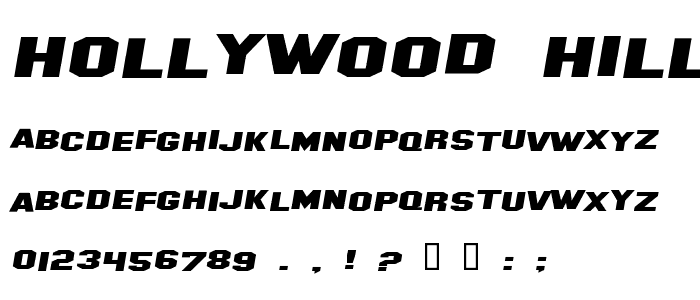 Hollywood Hills Expanded Italic font